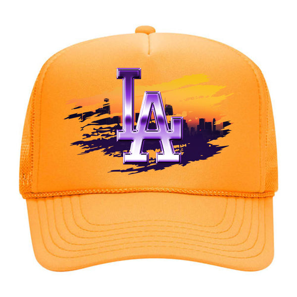 Otto LA Football Foam Front Mesh Back Snapback Trucker Hat - HTV Printed Logo